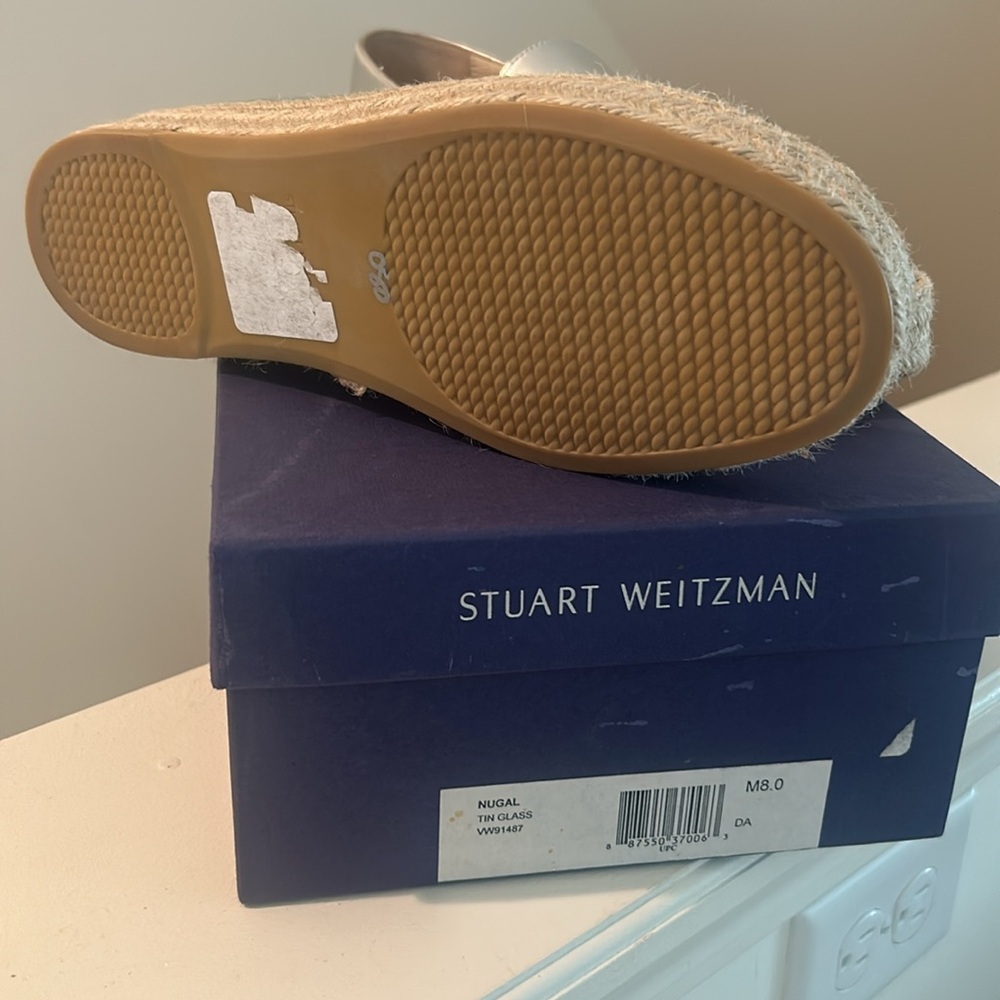 Stuart Weitzman Silver Espadrille Slip-Ons - Picture 4 of 10